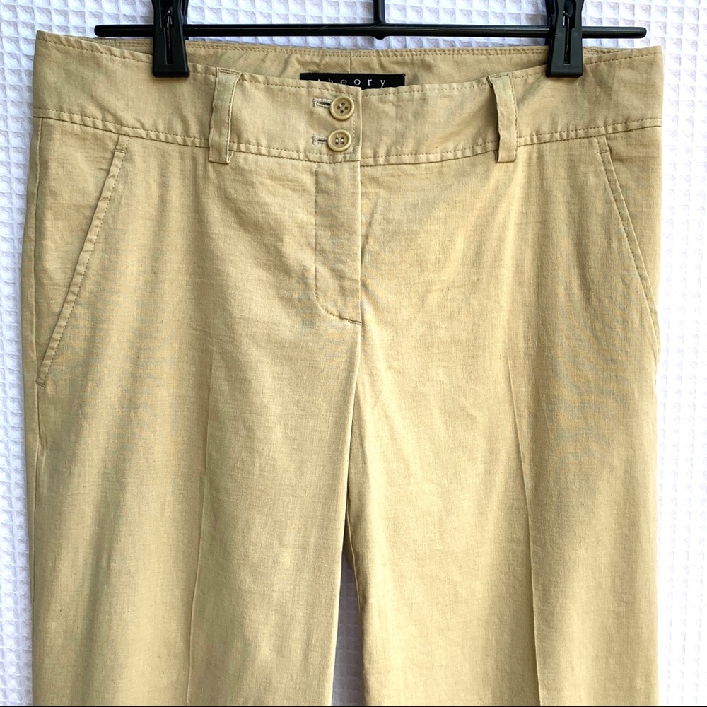 Theory Tan Linen Blend Wide Leg Pants- Lightweight